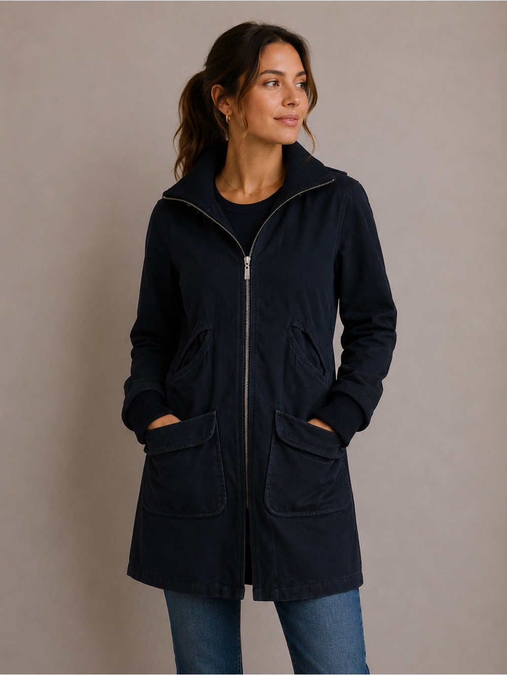 Theory Jacket Womens Black Wool Blend Hooded Zipper Hooded  Paxton Coat Sz M